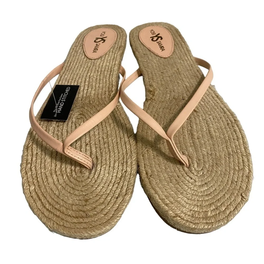 YOSI SAMRA -‎ SIZE 10 - NWT - HANDSTITCHED JUTE ROPE - HAS PINK T-STRAP - S7